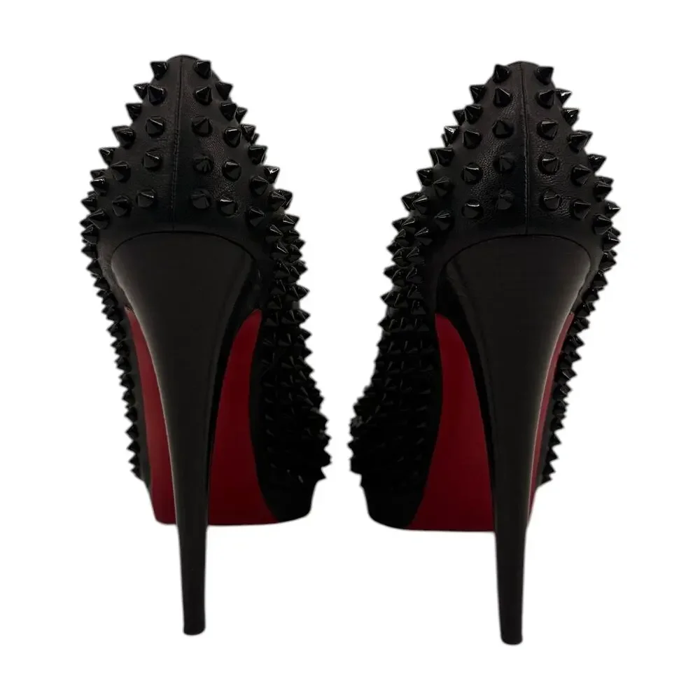 Christian Louboutin Leather Alti Spikes Platform Pumps Black Women's Size 38.5